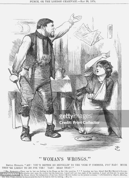 Woman's Wrongs, 1874. A brutish working-class husband prepares to beat his wife who still bears the insignia of previous violence. The man tells his...