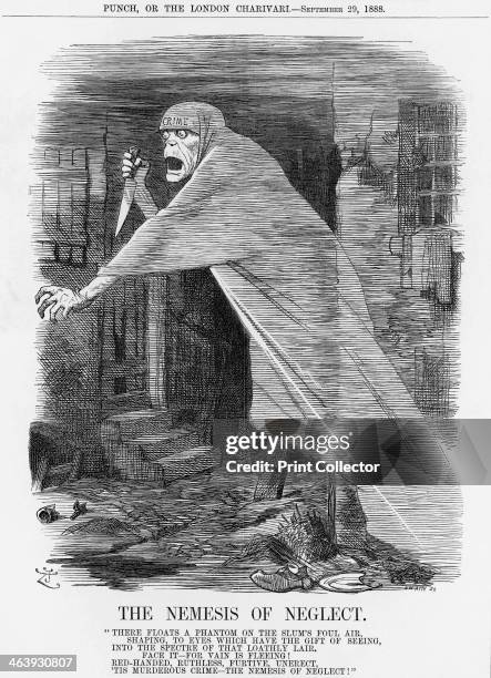 'The Nemesis of Neglect', 1888. Crime, armed with a viciously sharp knife, stalks the streets of the capital. This was the day of Jack the Ripper,...