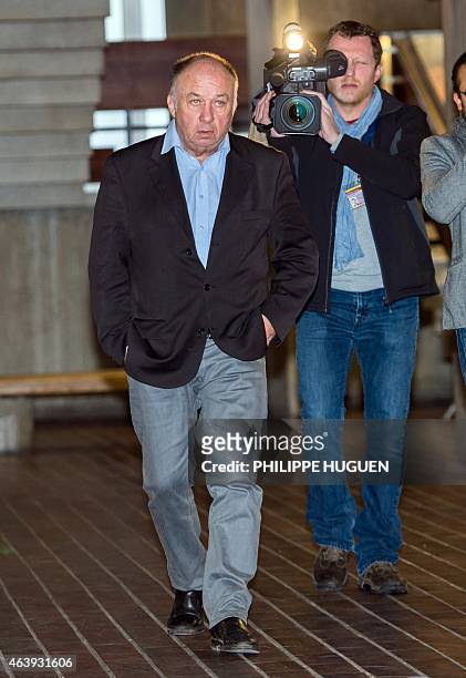 French-born pimp Dominique Alderweireld or "Dodo la Saumure arrives at Lille courthouse, on February 20 to attend the final hearing of the so-called...