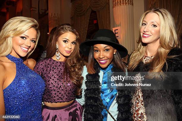 Angie Layton, Summer Priester, Candace Read, and Jennifer Bradford attend the Sherri Hill fall 2015 fashion show at The Plaza Hotel on February 19 in...