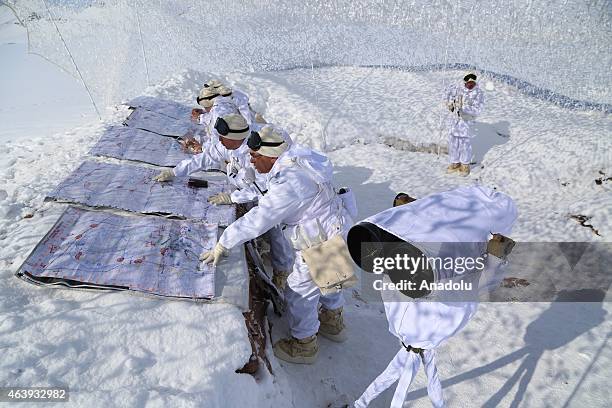 Soldiers of 14th Mechanized infantry commandship of Turkish Armed Forces take part in Winter-2015 Field Exercise conducted by the 9th Corps in Akbaba...