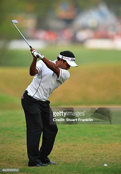 Chawrasia of India plays a shot during the second round of the Hero India Open Golf at Delhi Golf Club on February 20, 2015 in New Delhi, India.