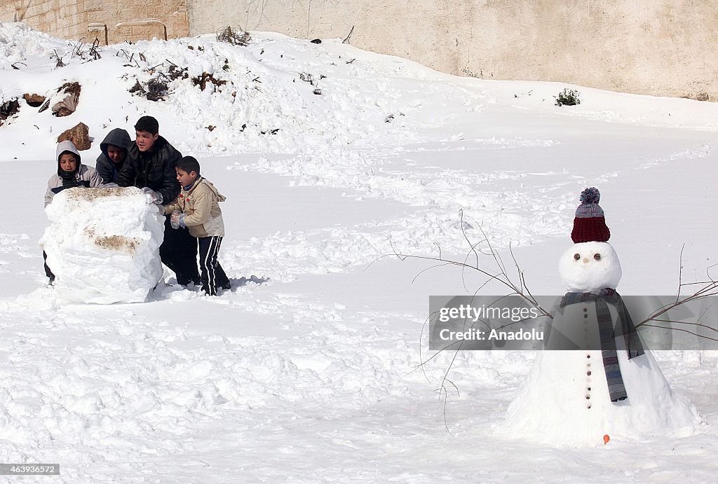 Snowfall in Jordan's Amman