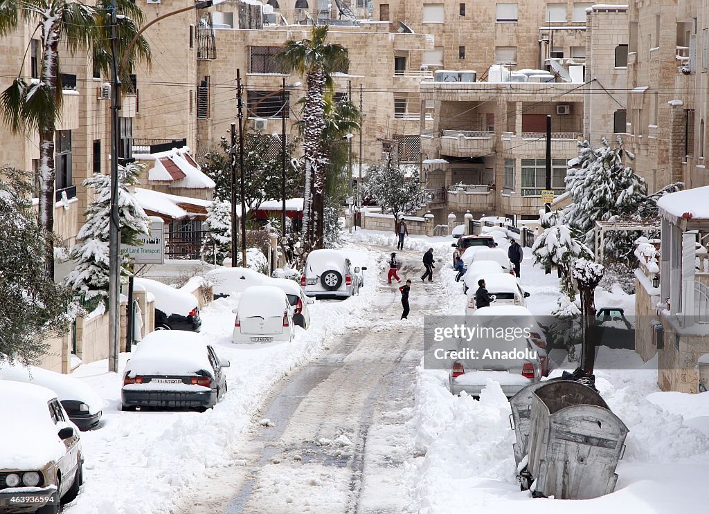 Snowfall in Jordan's Amman