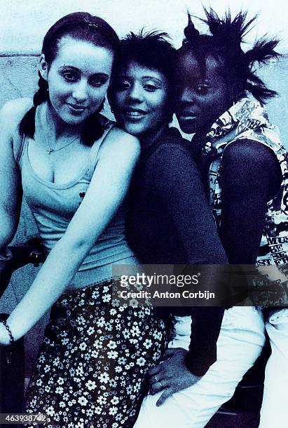 Members of music band Sugababes are photographed for Self Assignment on July 28, 1999 in Brussels, Belgium.