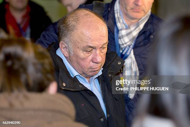 French-born pimp and defendent Dominique Alderweireld or "Dodo la Saumure" leaves the courthouse of Lille, northern France, on February 20 on the...