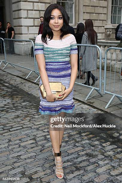Dionne Bromfield seen arriving at Somerset House on February 20, 2015 in London, England.