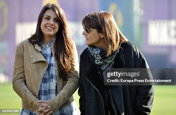 Tito Vilanova's widow Montse Chaure and daughter Carlota Vilanova attend 'Camp Tito Vilanova' inauguration at Joan Gamper Ciutat Deportiva on...