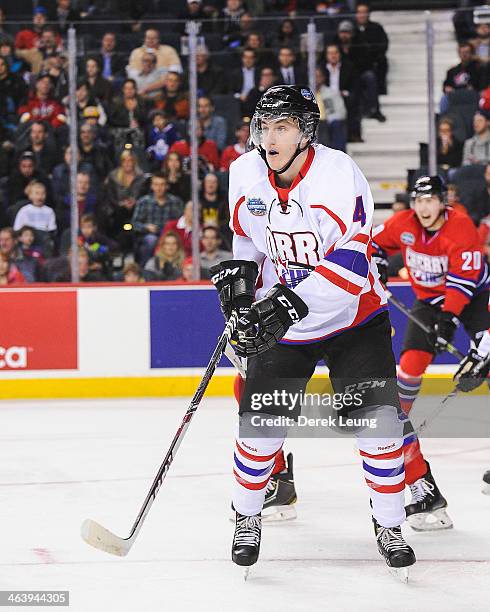 Brycen Martin of Team Orr skates against Team Cherry during the CHL Top Prospects game at Scotiabank Saddledome on January 15, 2014 in Calgary,...