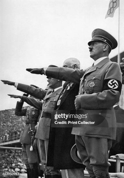 Adolf Hitler, Games of the XI Olympiad, Berlin, 1936. A print from Olympia 1936, Die Olympischen Spiele 1936, Volume II, Cigaretten-Bilderdienst,...