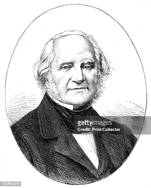 George Peabody , American banker and philanthropist. Peabody founded the Peabody Institute and the Peabody Trust. Illustration from The Life & Times...