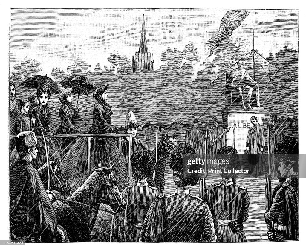 Queen Victoria unveiling the statue of Prince Albert at Aberdeen, 19th century.