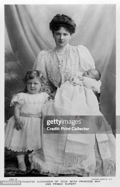 Princess Alexander of Teck with Princess May and Prince Rupert, c1907. A granddaughter of Queen Victoria of the United Kingdom, Princess Alice...