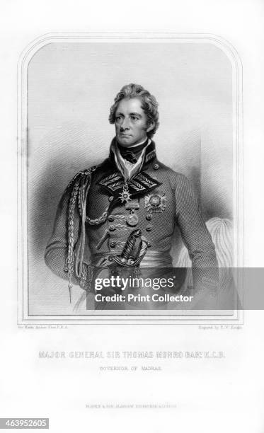 Sir Thomas Munro, Scottish soldier and statesman, . Munro served in India, becoming Governor of Madras in 1820. An engraving from Robert Chambers' A...