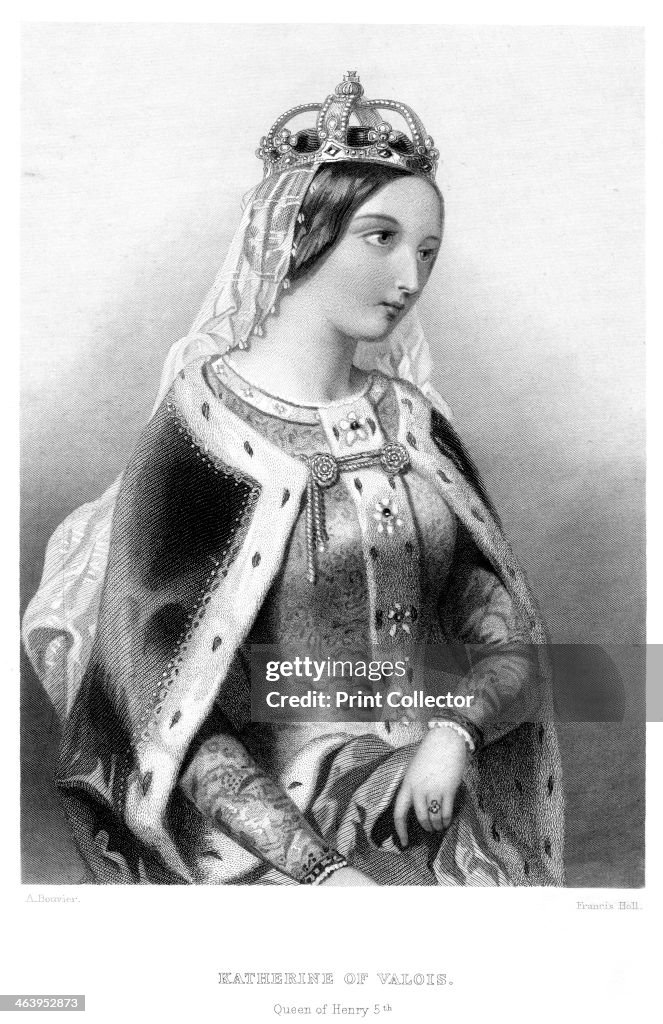Catherine of Valois (1401-1437), queen consort of King Henry V, 19th century.Artist: Francis Holl