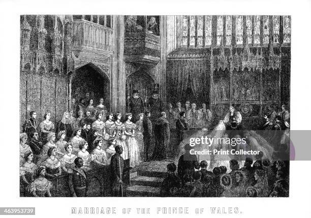 Marriage of the Prince of Wales, St George's Chapel, Windsor on 10 March 1863, . The wedding of the future King Edward VII and Princess Alexandra of...