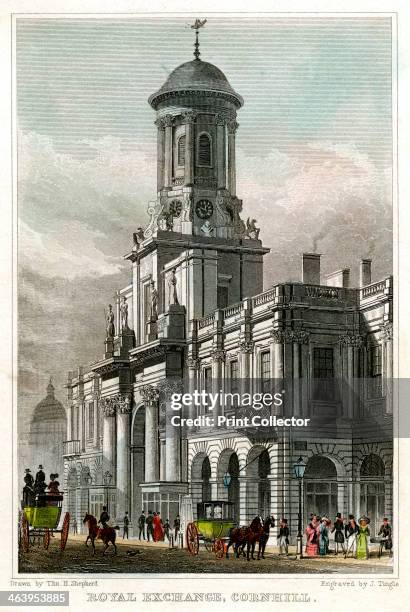 Royal Exchange, Cornhill, City of London, 1829. View of the second Royal Exchange, designed by Edward Jerman, which replaced the original built by...