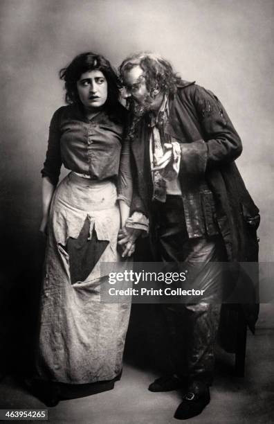 Constance Collier and Herbert Beerbohm Tree , English actors, 1906. Seen here in a scene from Oliver Twist.