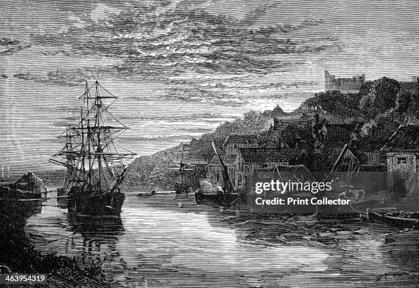 The River at Arundel, Sussex, 1900. View of a ship on the River Arun during Queen Victoria's visit to the Duke of Norfolk. Illustration from The life...