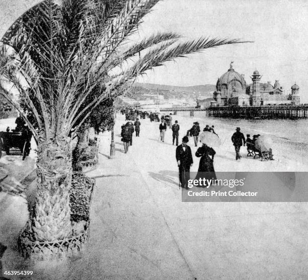 The 'Promenade des Anglais', Nice, France, late 19th century. Stereoscopic card. Detail.