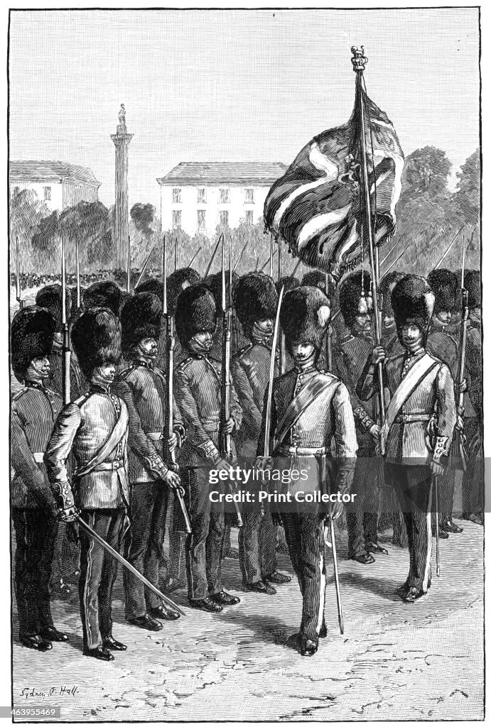 Trooping the Colour on the queen's birthday, St James's Park, London, 1900. Artist: Sydney Prior Hall