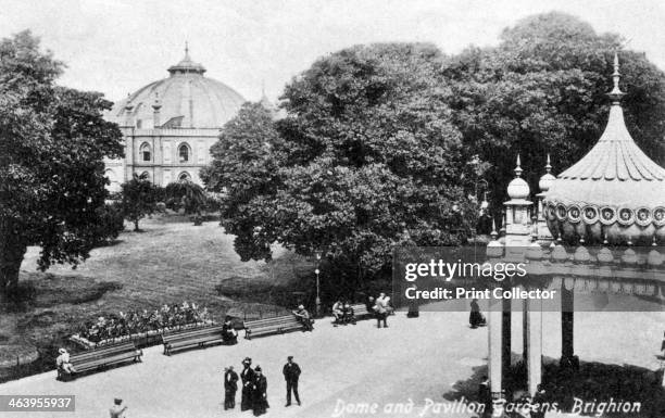 Dome and Pavilion Gardens, Brighton, early 20th century. Postcard from Valentine's Series. The Brighton Dome was built for the Prince of Wales , who...