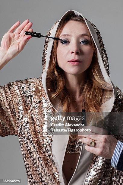 Actress Sylvie Testud is photographed for Madame Figaro on January 13, 2015 in Paris, France. Robe and bra . Mascara . PUBLISHED IMAGE. CREDIT MUST...