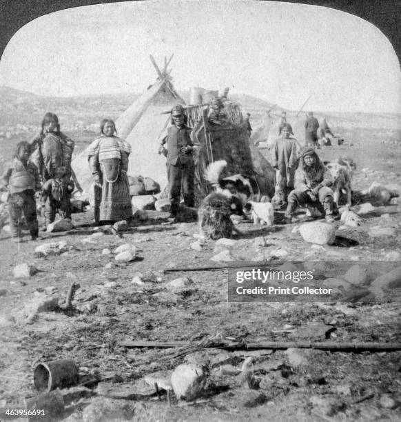 Eskimos, Nothern Greenland, 1904. Stereoscopic card. Detail. From a series called Descriptive Bulletin No. 3.