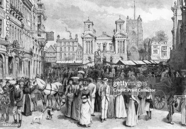 The market place, Kingston upon Thames, Surrey, 1890. A print from The Graphic, 23 August 1890.