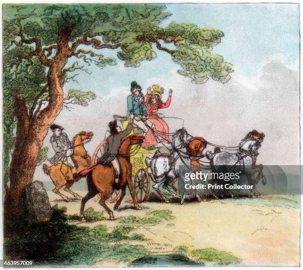 'Vicissitudes of the road in 1787, the highwayman, Lord Barrymore stopped', 1890. Richard Barry, 7th Earl Barrymore was a notorious gambler,...