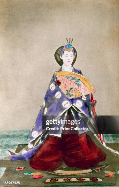 Haruho, Empress of Japan, 1873 . The wife of the Emperor Meiji Emperor of Japan from 1867, pictured in full court dress. A pioneer of Japanese...