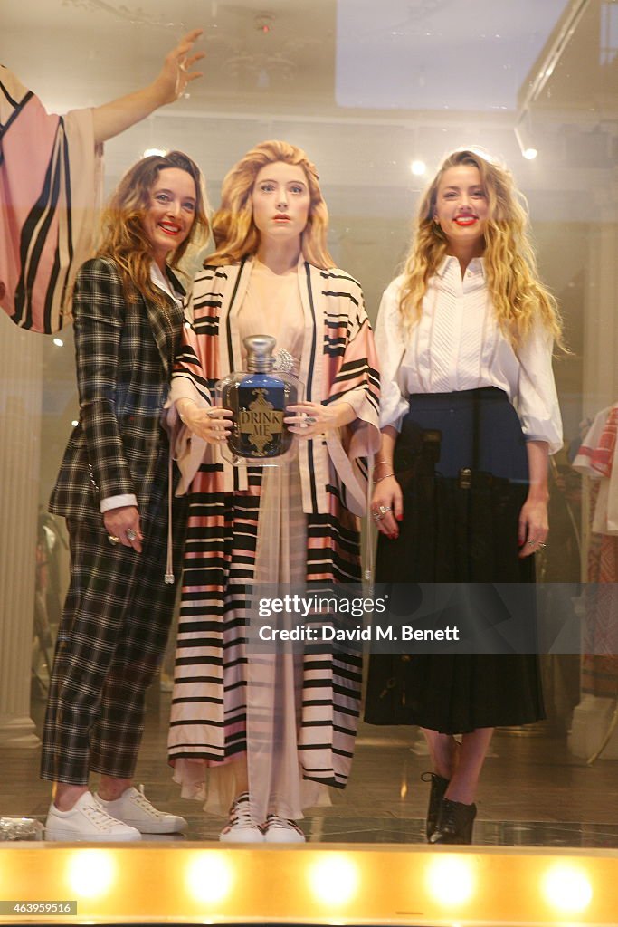 Alice Temperley And Amber Heard Unveil 'Alice In Wonderland' Themed Window