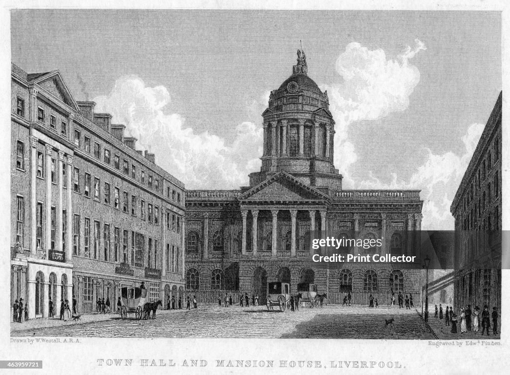 Town Hall and Mansion House, Liverpool, 19th century.Artist: William Westall