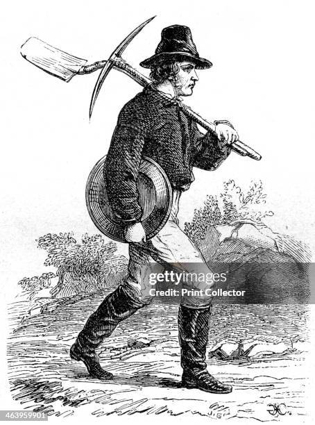 'Gold Miner', California, 19th century. A print from le Tour du Monde.