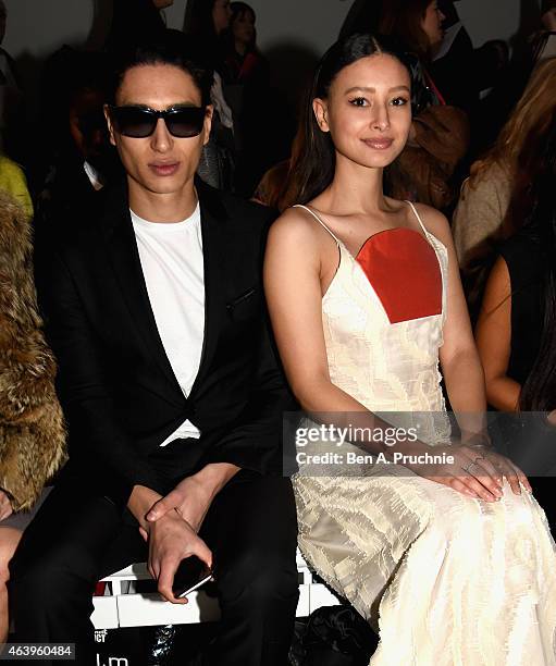 Nathaniel Weller and Leah Weller attend the Jean-Pierre Braganza show during London Fashion Week Fall/Winter 2015/16 at on February 20, 2015 in...