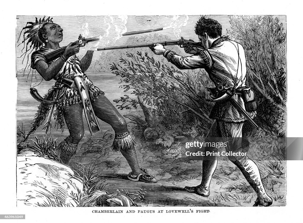 'Chamberlain and Paugus at Lovewell's Fight', 1725, (1872).