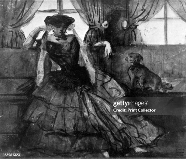 Lady with her Dog', 19th century, . Illustration from The Painter of Victorian Life, a study of Constantin Guys with an introduction and a...