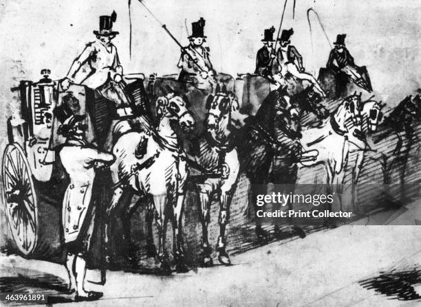 'Waiting Carriages', 19th century, . Illustration from The Painter of Victorian Life, a study of Constantin Guys with an introduction and a...