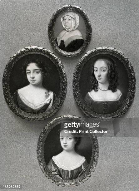 Elizabeth Cromwell, , mother of Oliver Cromwell, and his daughters, Mary, , Elizabeth, , and Bridget, , 17th century, . Portraits of the family of...