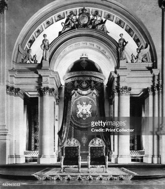 Thrones in the ball room at Buckingham Palace, London, 1935. A print from King Emperor's Jubilee, 1910-1935, by FGH Salusbury, Daily Express...