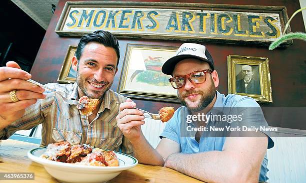 Michael Chernow and Daniel Holzman, co-owners at their new location of The Meatball Shop on Bedford Ave in Williamsburg, Brooklyn.