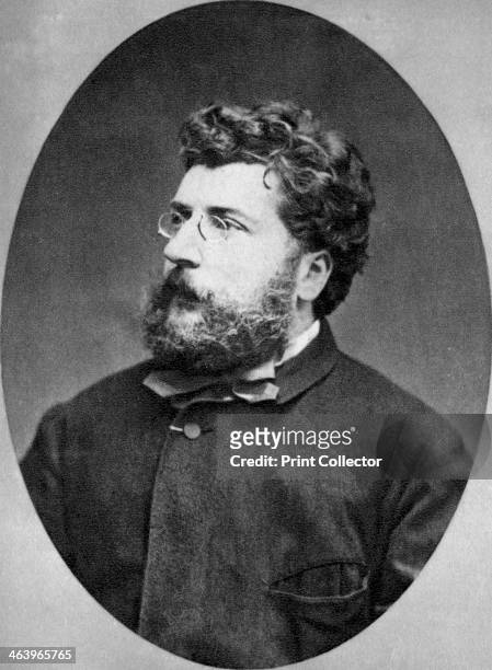Georges Bizet, French composer, 1874. Bizet is best known as the composer of the opera Carmen. A photograph from Album de Photographies, Dans...