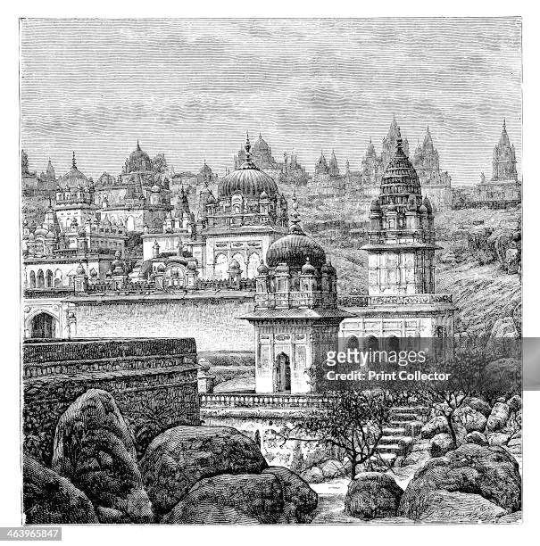 Jaina temples, Junagadh, Gujarat, India, 1895. From The Universal Geography with Illustrations and Maps, division XVI, written by Elisee Reclus and...