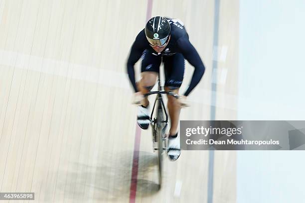 Simon van Velthooven of New Zealand competes in the Mens 1km Time Trial race during day 3 of the UCI Track Cycling World Championships held at...