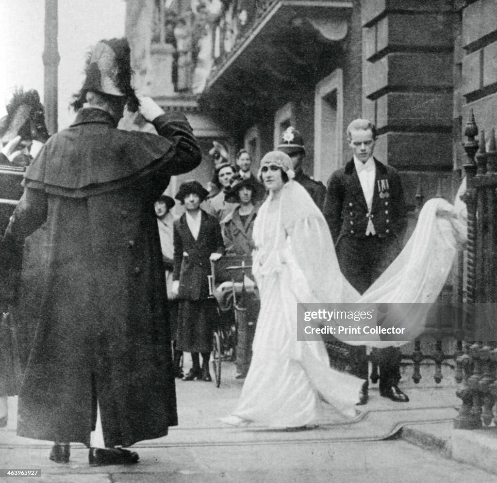 Lady Elizabeth Bowes-Lyon on her way to be married at Westminster Abbey, 26 April 1923, (1937).
