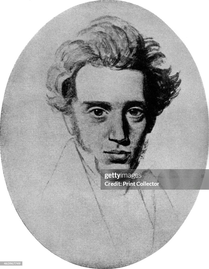 Soren Kierkegaard, Danish philosopher and theologian, c1840 (1956).