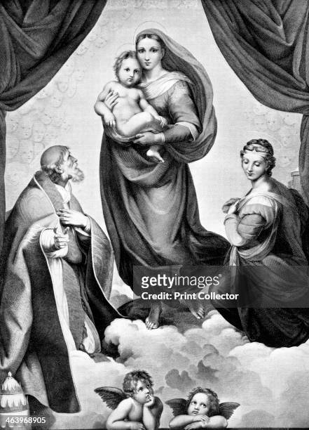 The Madonna in San Sisto, c1512, . The Sistine Madonna by Raphael. Illustration from Portfolio of Photographs of Famous Cities, Scenes and Paintings,...