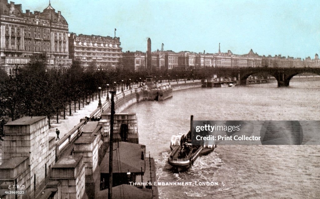 The Thames Embankment, London, early 20th century.