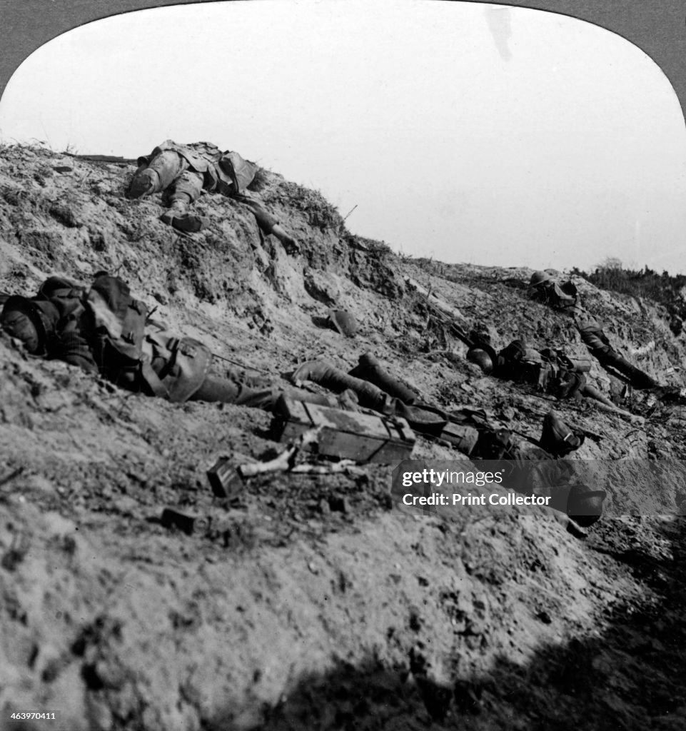 Dead soldiers, Vimy Ridge, France, World War I, 1914-1918Artist: Realistic Travels Publishers