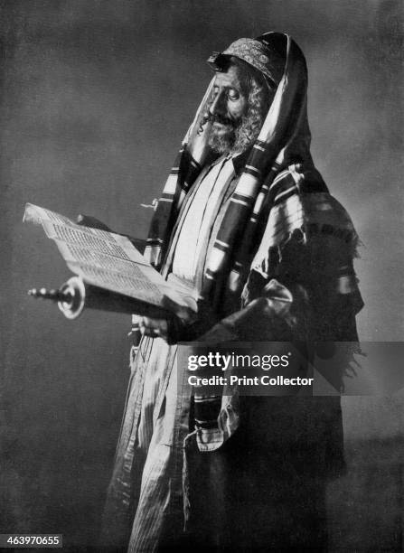 Rabbi reading the Law. A print from Customs of the World, Volume II Hutchinson and Co, Paternoster Row, London.